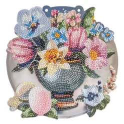 Diamond-Painting-Fensterbild, Blumen in Vase, 20,4cm, doppelseitig