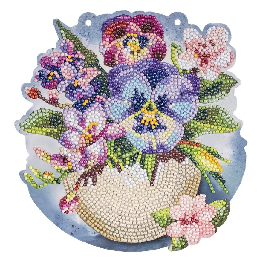 Diamond-Painting-Fensterbild, Blumen in Eierschale, 19,7cm, doppelseitig
