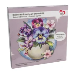 Diamond-Painting-Fensterbild, Blumen in Eierschale, 19,7cm, doppelseitig
