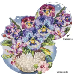 Diamond-Painting-Fensterbild, Blumen in Eierschale, 19,7cm, doppelseitig