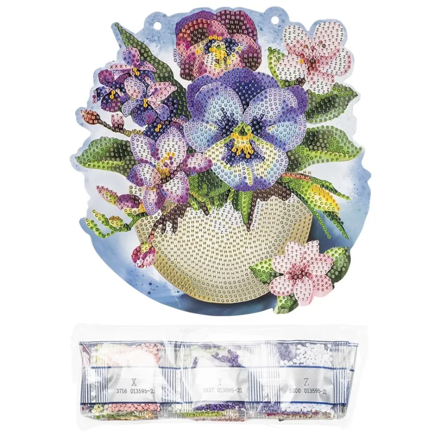 Diamond-Painting-Fensterbild, Blumen in Eierschale, 19,7cm, doppelseitig