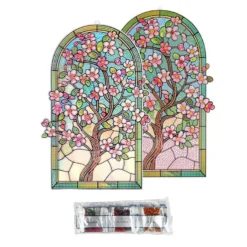 Diamond-Painting-Fensterbild, Glaskunst-Optik XL, Kirschbaum, 23,2cm x 35,5cm, 500µ
