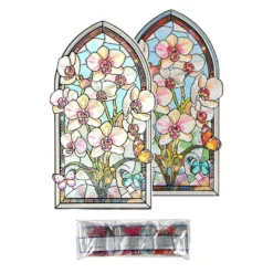 Diamond-Painting-Fensterbild, Glaskunst-Optik XL, Weiße Orchideen, 19,5cm x 35cm, 500µ