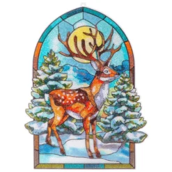 Diamond-Painting-Fensterbild, Glaskunst-Optik XL, Hirsch im Wald, 26,7cm x 35,5cm, 500µ