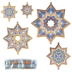 Diamond-Painting-Fensterbilder Sterne, Modern 1, versch. Größen, doppelseitig, 5 Stück