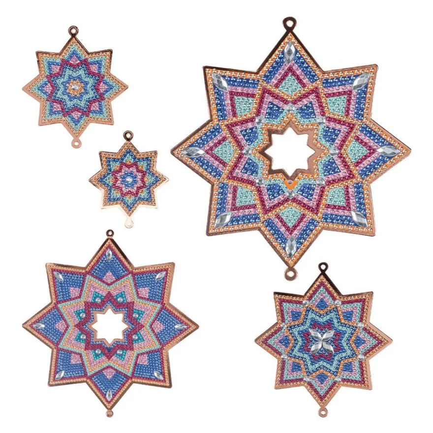 Diamond-Painting-Fensterbilder Sterne, Modern 1, versch. Größen, doppelseitig, 5 Stück