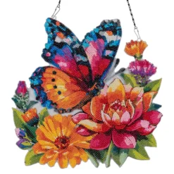 Diamond-Painting-Fensterbild, Acryl, XL, Schmetterling, 30,5cm x 33,2cm, 1,7mm stark, mit Kette