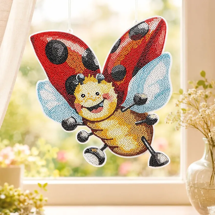 Diamond-Painting-Fensterbilder, XL, Süße Tiere, 3 Designs, 500µ Windradfolie, 3 Stück