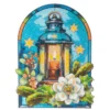 Diamond-Painting-Fensterbild, Glaskunst-Optik XL, Winter-Laterne, 26,5cm x 35,5cm, 500µ