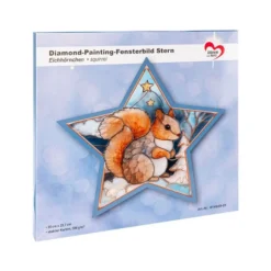 Diamond-Painting-Fensterbild, Stern, Eichhörnchen, 25cm x 23,7cm, 500g/m², doppelseitig