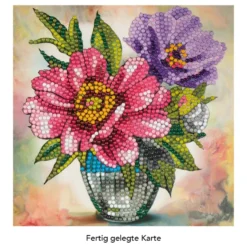 Diamond-Painting-Grußkarte, Anemonen in Vase, 16cm x 16cm, inkl. Zubehör
