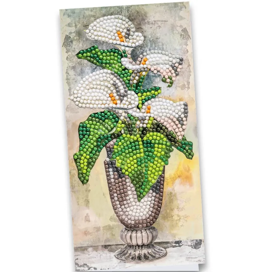 Diamond-Painting-Grußkarte, Callas in Vase, 10,5cm x 21cm, inkl. Zubehör