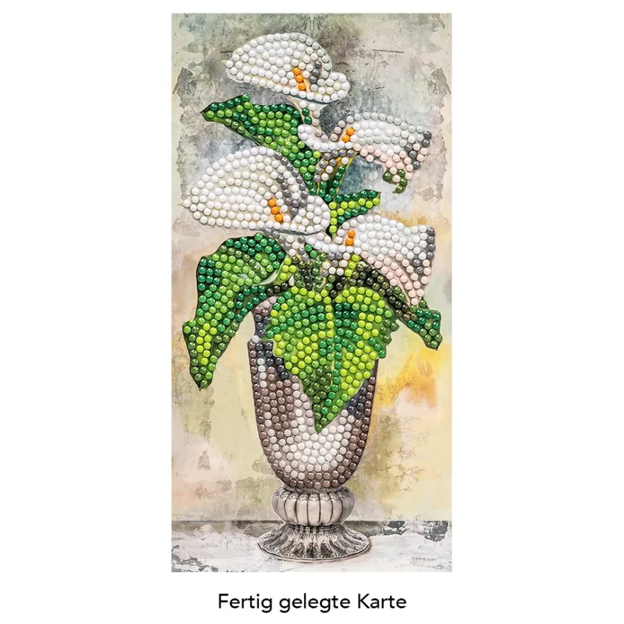 Diamond-Painting-Grußkarte, Callas in Vase, 10,5cm x 21cm, inkl. Zubehör