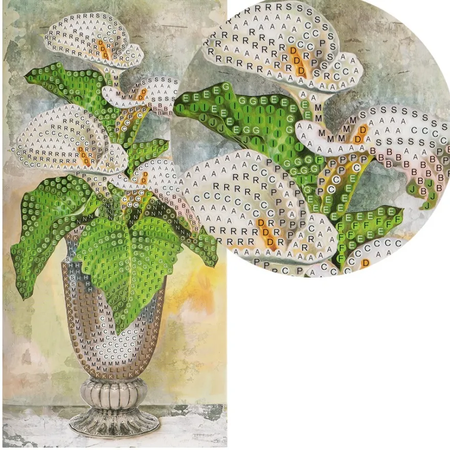 Diamond-Painting-Grußkarte, Callas in Vase, 10,5cm x 21cm, inkl. Zubehör