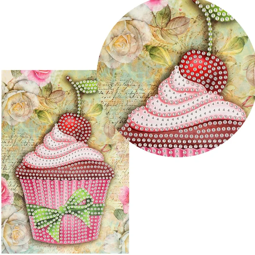Diamond-Painting-Grußkarte, Cupcake, 11,5cm x 16,5cm, inkl. Zubehör