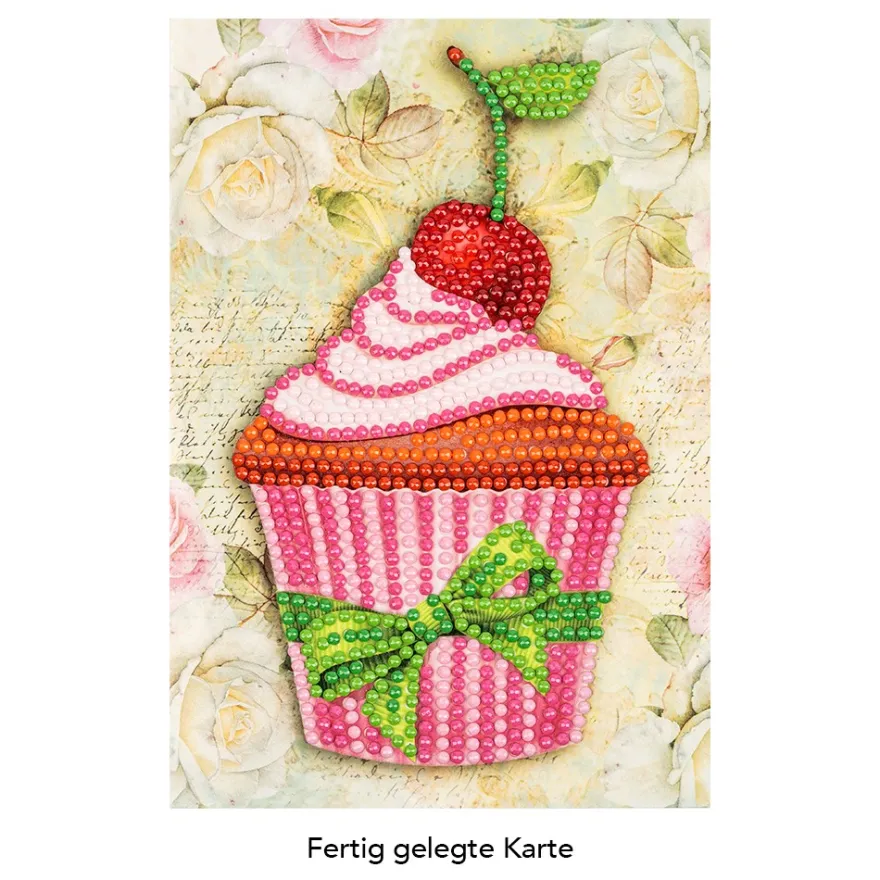 Diamond-Painting-Grußkarte, Cupcake, 11,5cm x 16,5cm, inkl. Zubehör