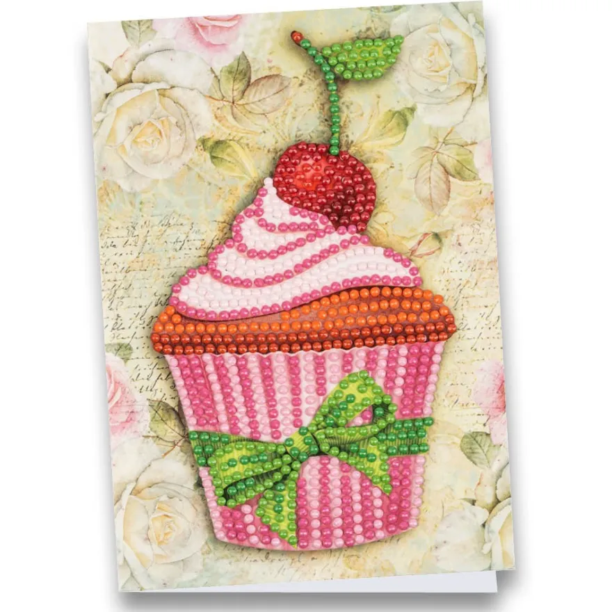 Diamond-Painting-Grußkarte, Cupcake, 11,5cm x 16,5cm, inkl. Zubehör