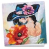 Diamond-Painting-Grußkarte, Damenmotiv mit roter Blume, 16cm x 16cm, inkl. Zubehör