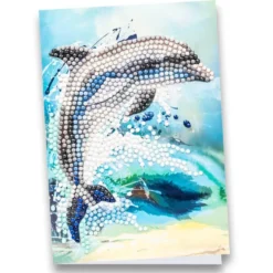 Diamond-Painting-Grußkarte, Delfin, 11,5cm x 16,5cm, inkl. Zubehör