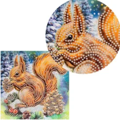 Diamond-Painting-Grußkarte, Eichhörnchen, 16cm x 16cm, inkl. Zubehör