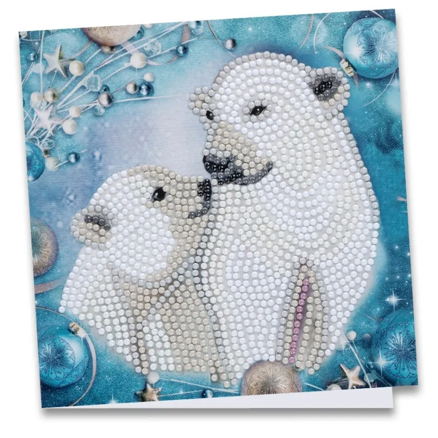 Diamond-Painting-Grußkarte, Eisbären 2, 16cm x 16cm, inkl. Zubehör