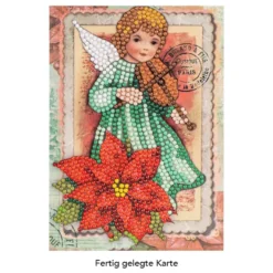 Diamond-Painting-Grußkarte, Engel mit Violine, 11,5cm x 16,5cm, inkl. Zubehör