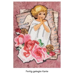 Diamond-Painting-Grußkarte, Engel mit Rosen, 11,5cm x 16,5cm, inkl. Zubehör