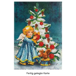 Diamond-Painting-Grußkarte, Engel mit Weihnachtsbaum, 11,5cm x 16,5cm, inkl. Zubehör