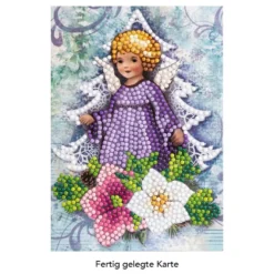 Diamond-Painting-Grußkarte, Engel mit Christrosen, 11,5cm x 16,5cm, inkl. Zubehör
