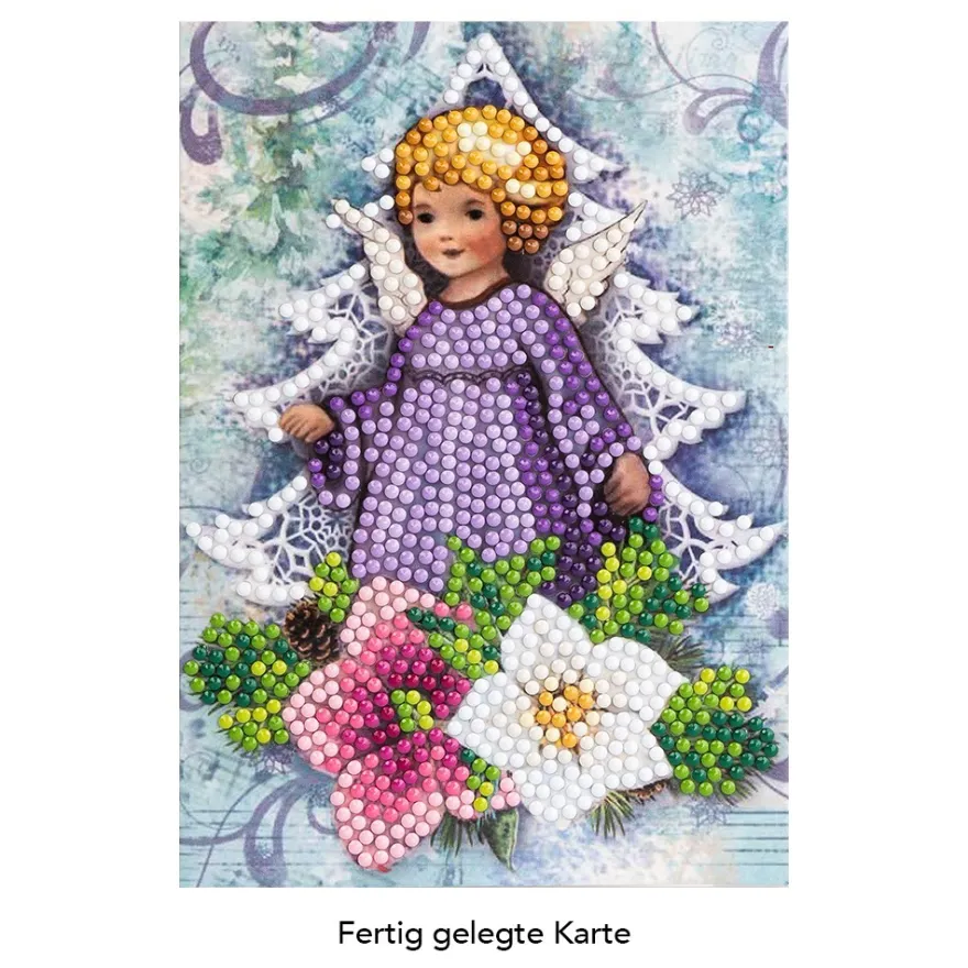 Diamond-Painting-Grußkarte, Engel mit Christrosen, 11,5cm x 16,5cm, inkl. Zubehör