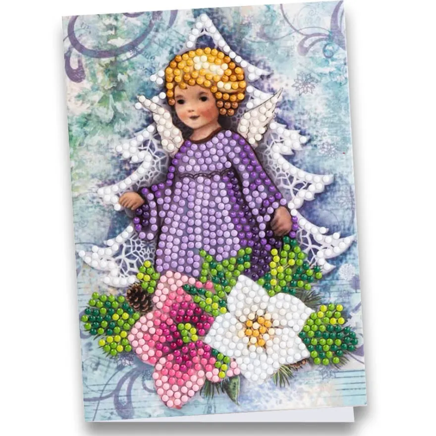 Diamond-Painting-Grußkarte, Engel mit Christrosen, 11,5cm x 16,5cm, inkl. Zubehör