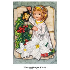 Diamond-Painting-Grußkarte, Engel mit Laterne, 11,5cm x 16,5cm, inkl. Zubehör
