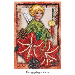 Diamond-Painting-Grußkarte, Engel mit Kerze und Amaryllis, 11,5cm x 16,5cm, inkl. Zubehör