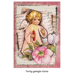 Diamond-Painting-Grußkarte, Engel mit Christrose, 11,5cm x 16,5cm, inkl. Zubehör