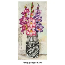 Diamond-Painting-Grußkarte, Gladiolen in Vase, 10,5cm x 21cm, inkl. Zubehör