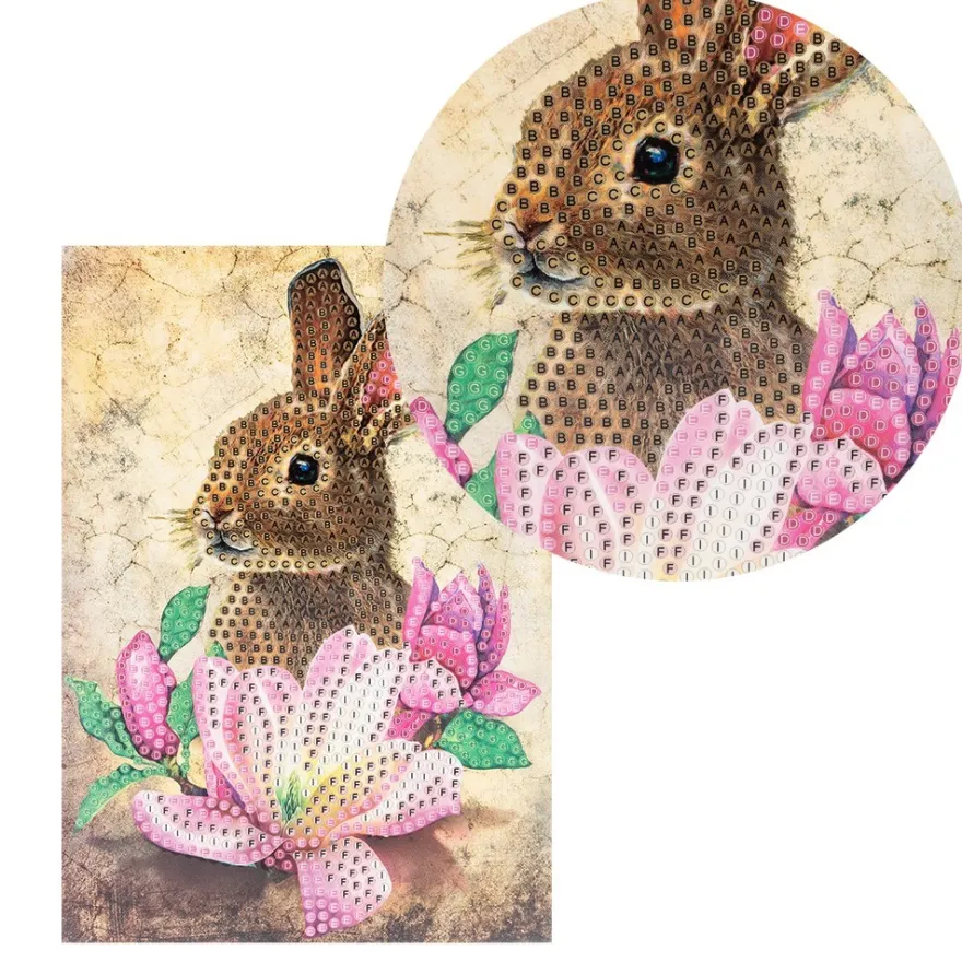 Diamond-Painting-Grußkarte, Hase 1, 11,5cm x 16,5cm, inkl. Zubehör