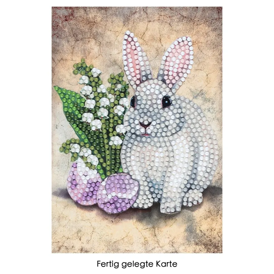 Diamond-Painting-Grußkarte, Hase 3, 11,5cm x 16,5cm, inkl. Zubehör