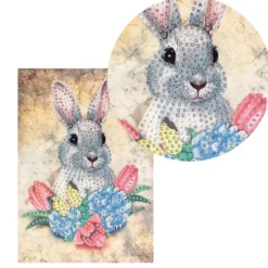 Diamond-Painting-Grußkarte, Hase 2, 11,5cm x 16,5cm, inkl. Zubehör