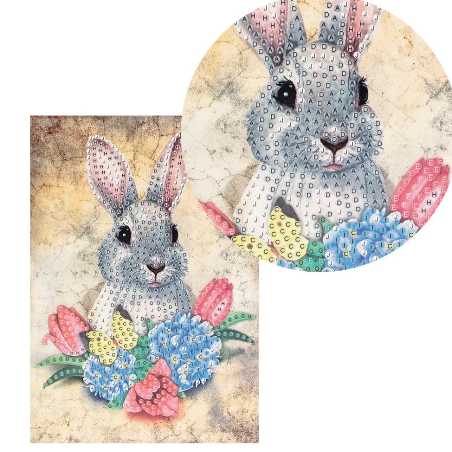 Diamond-Painting-Grußkarte, Hase 2, 11,5cm x 16,5cm, inkl. Zubehör