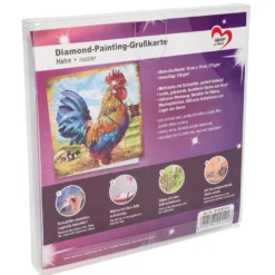 Diamond-Painting-Grußkarte, Hahn, 16cm x 16cm, inkl. Zubehör