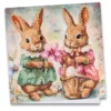 Diamond-Painting-Grußkarte, Hasenkinder mit Blume und Eiern, 16cm x 16cm, inkl. Zubehör