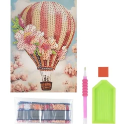 Diamond-Painting-Grußkarte, Heißluftballon, 11,5cm x 16,5cm, inkl. Zubehör