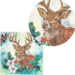 Diamond-Painting-Grußkarte, Hirsch, 16cm x 16cm, inkl. Zubehör