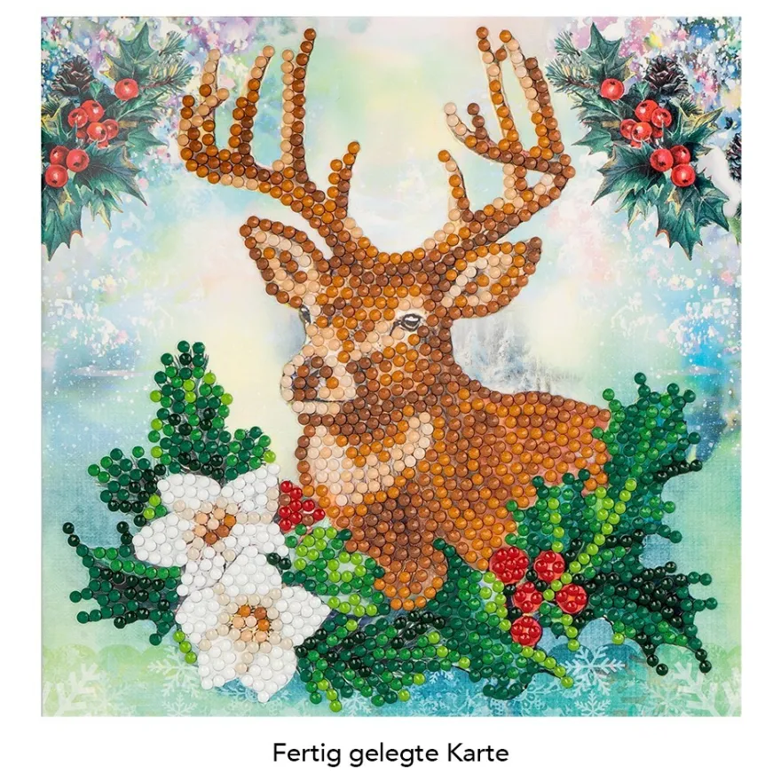 Diamond-Painting-Grußkarte, Hirsch, 16cm x 16cm, inkl. Zubehör