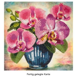 Diamond-Painting-Grußkarte, Hibiskus in Vase, 16cm x 16cm, inkl. Zubehör