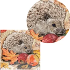 Diamond-Painting-Grußkarte, Igel mit Herbstdeko, 16cm x 16cm, inkl. Zubehör