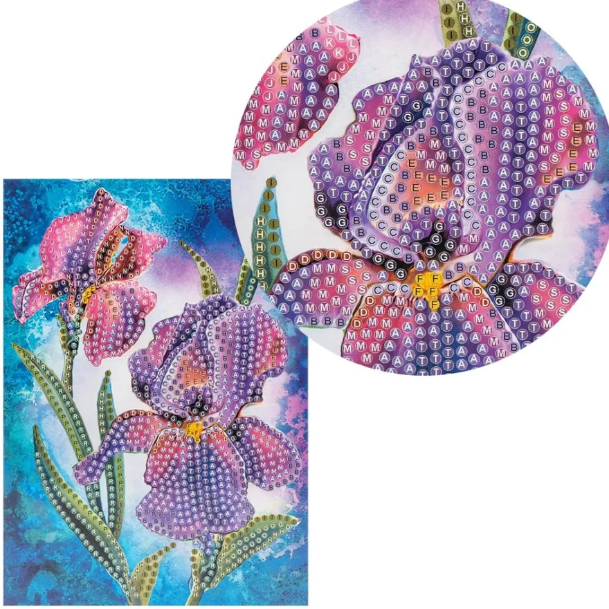 Diamond-Painting-Grußkarte, Iris, 11,5cm x 16,5cm, inkl. Zubehör