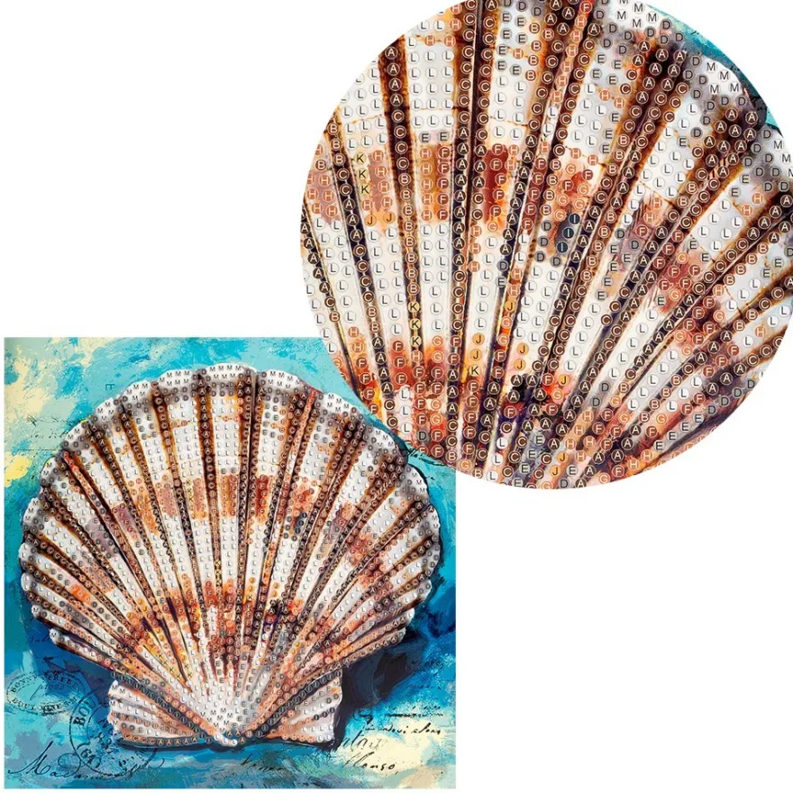 Diamond-Painting-Grußkarte, Jakobsmuschel, 16cm x 16cm, inkl. Zubehör