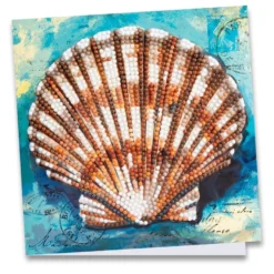 Diamond-Painting-Grußkarte, Jakobsmuschel, 16cm x 16cm, inkl. Zubehör
