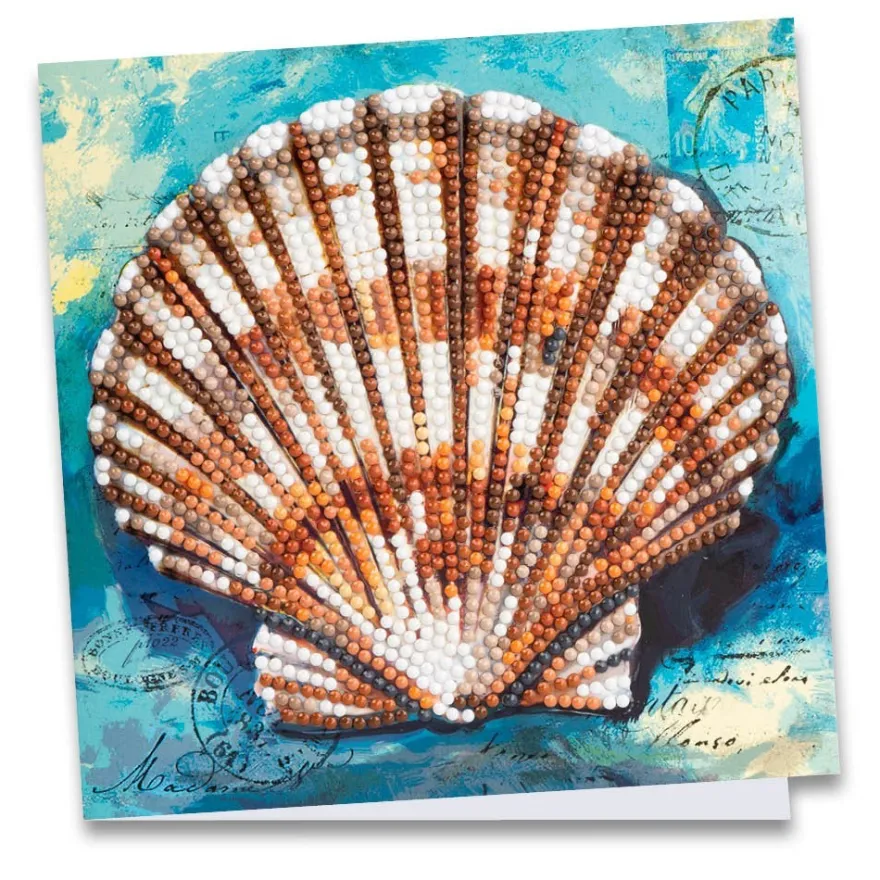Diamond-Painting-Grußkarte, Jakobsmuschel, 16cm x 16cm, inkl. Zubehör